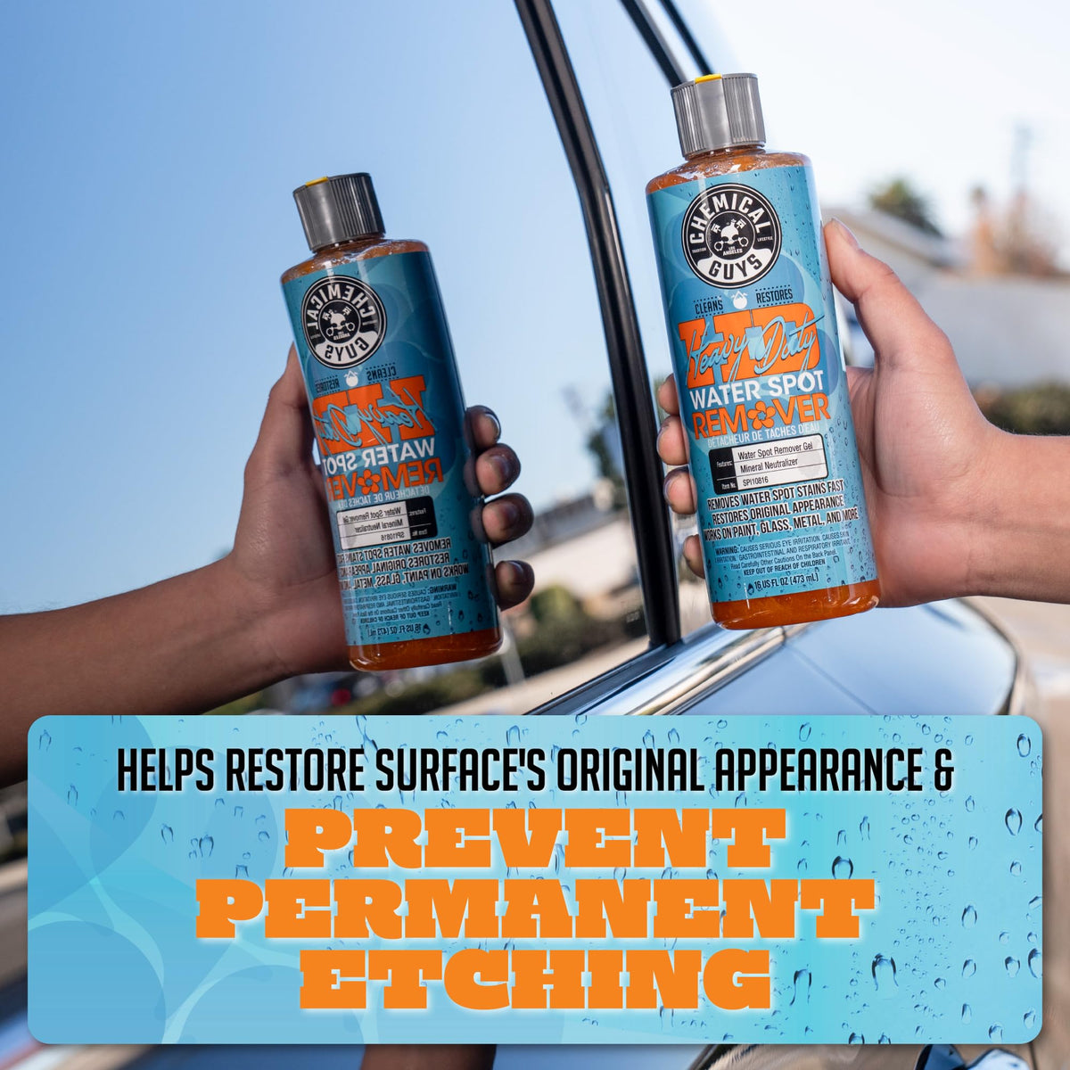 Chemical Guys gel being applied to exterior glass for clear view