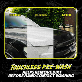 Chemical Guys Hands Off being sprayed to loosen grime before rinsing