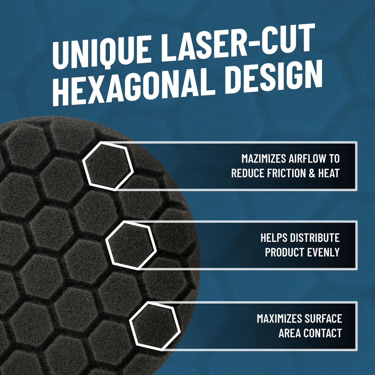 Chemical Guys close-up of hex-pattern face improving product distribution and efficiency