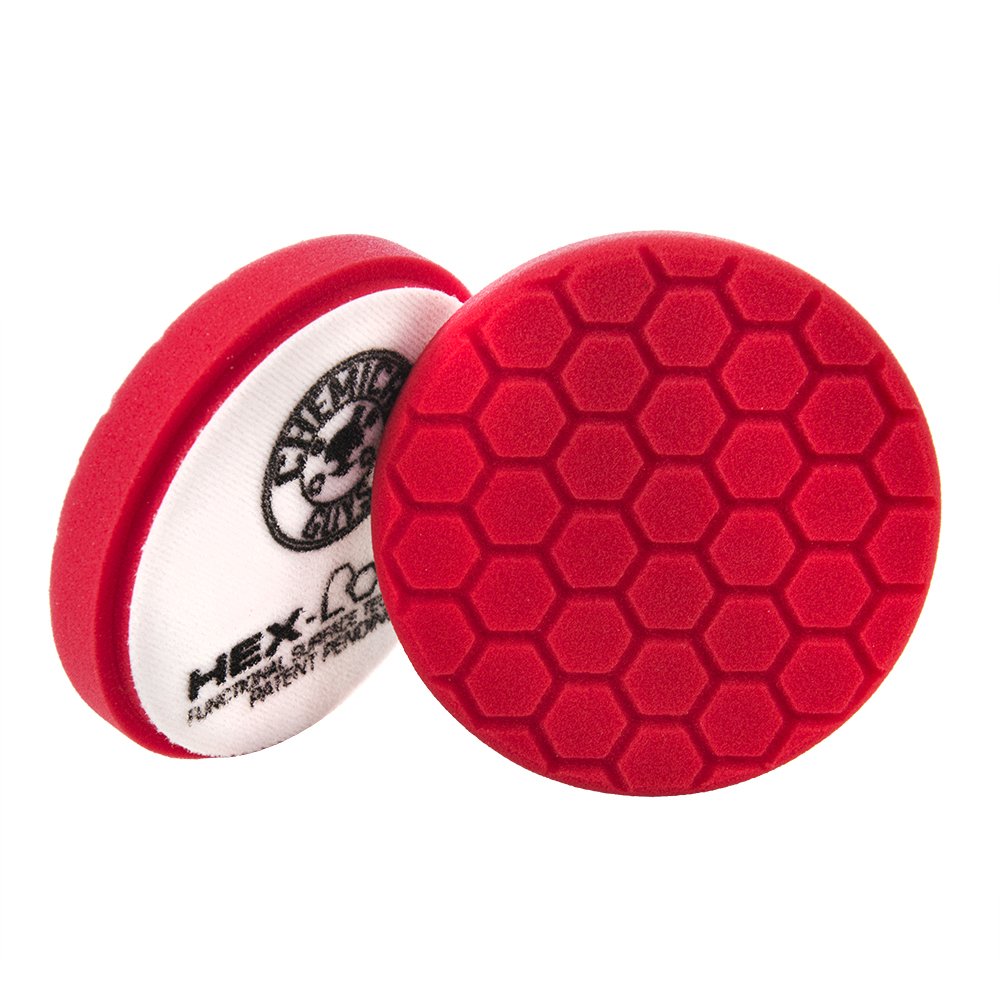 Chemical Guys pad held in hand showing 6.5-inch scale and comfortable handling benefit