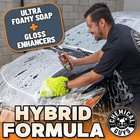 Chemical Guys Hybrid V7 pouring concentrate into measuring cup for accurate dilution