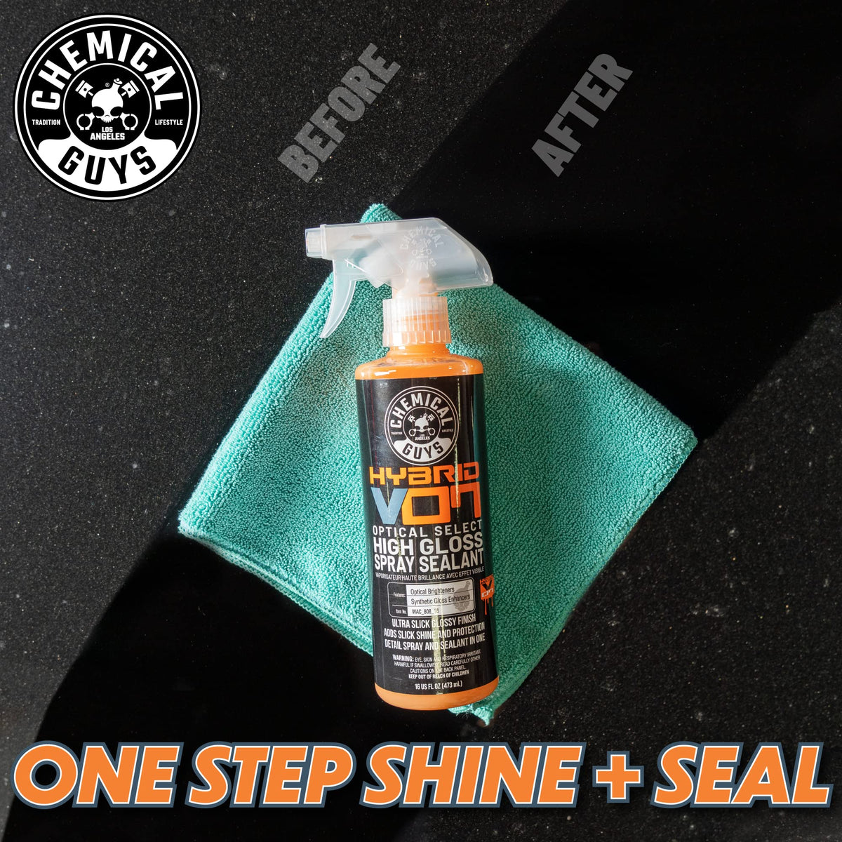 Chemical Guys Hybrid V7 on windshield improving clarity and reducing water spots