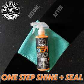 Chemical Guys Hybrid V7 on windshield improving clarity and reducing water spots