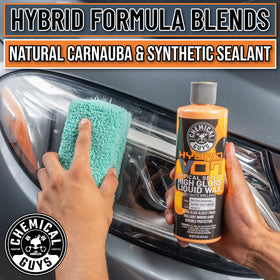 Chemical Guys label close-up highlighting ingredients and high-gloss product benefits