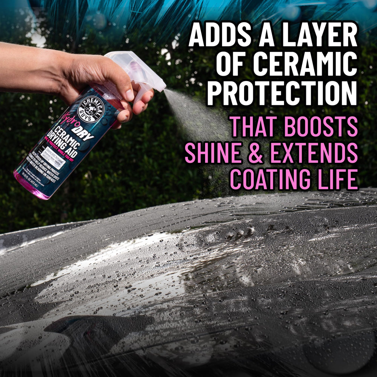 Chemical Guys HydroDry on microfiber towel showing gentle, streak-free drying