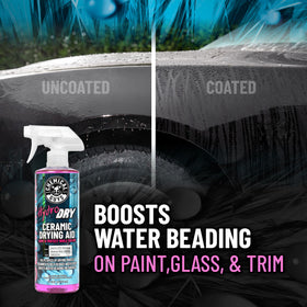 Chemical Guys HydroDry on wheel and chrome showing safe, shiny finish