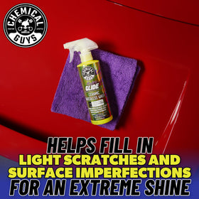 Chemical Guys HydroGlide before and after paint split showing improved gloss and clarity
