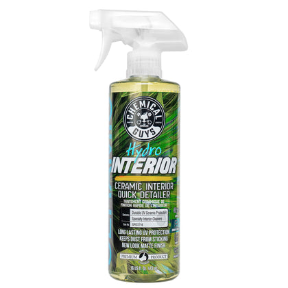 Chemical Guys HydroInterior bottle front label showing product name and size benefits