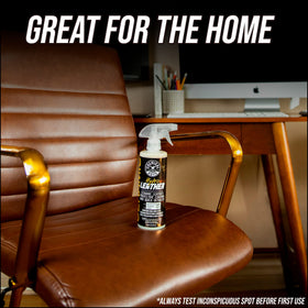 Chemical Guys before and after car seat showing cleaner surface and renewal