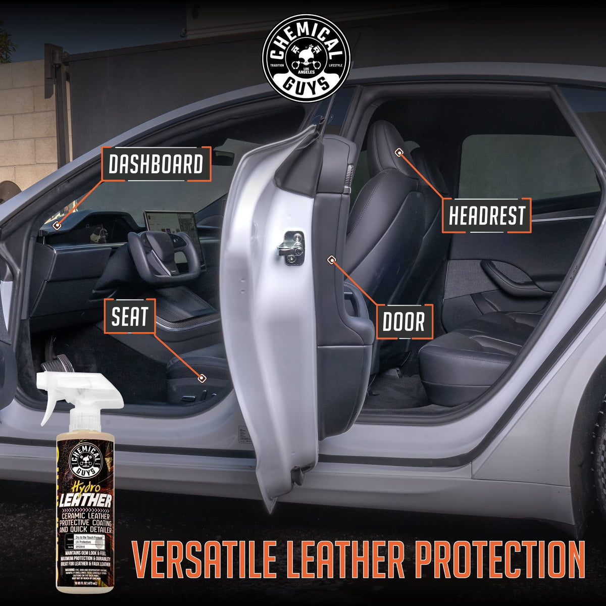 Chemical Guys applied to handbag in lifestyle shot protecting daily accessories