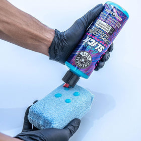 Chemical Guys Hydroslick on wheel and headlight illustrating multi-surface safety and shine