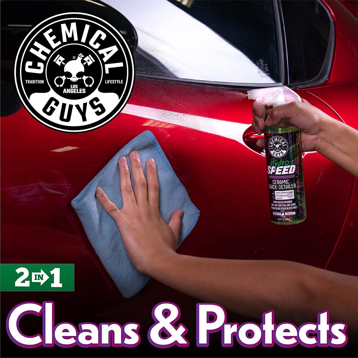 Chemical Guys applied to headlight glass showing clearer visibility benefit