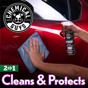 Chemical Guys gallon next to spray bottle showing value size for frequent use