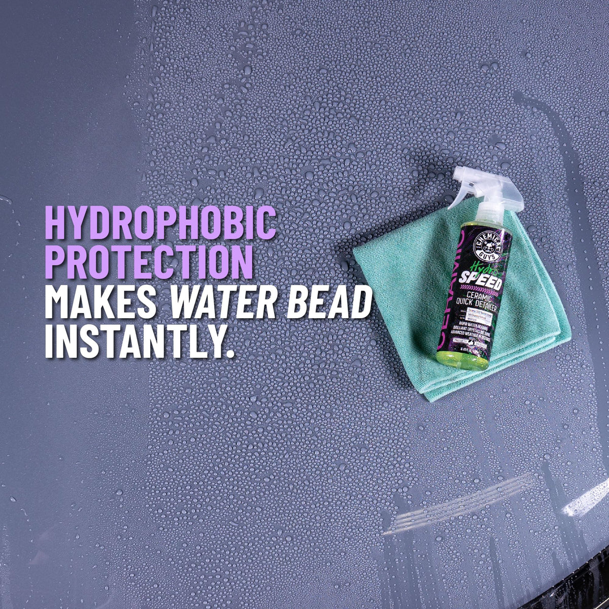 Chemical Guys HydroSpeed wiped panel revealing slick, reflective finish and improved depth