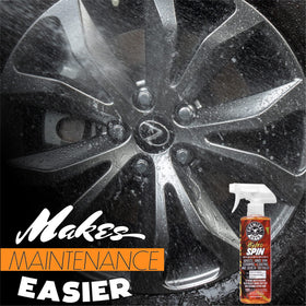 Chemical Guys HydroSpin on a dry polished rim highlighting glossy finish and water beading benefit