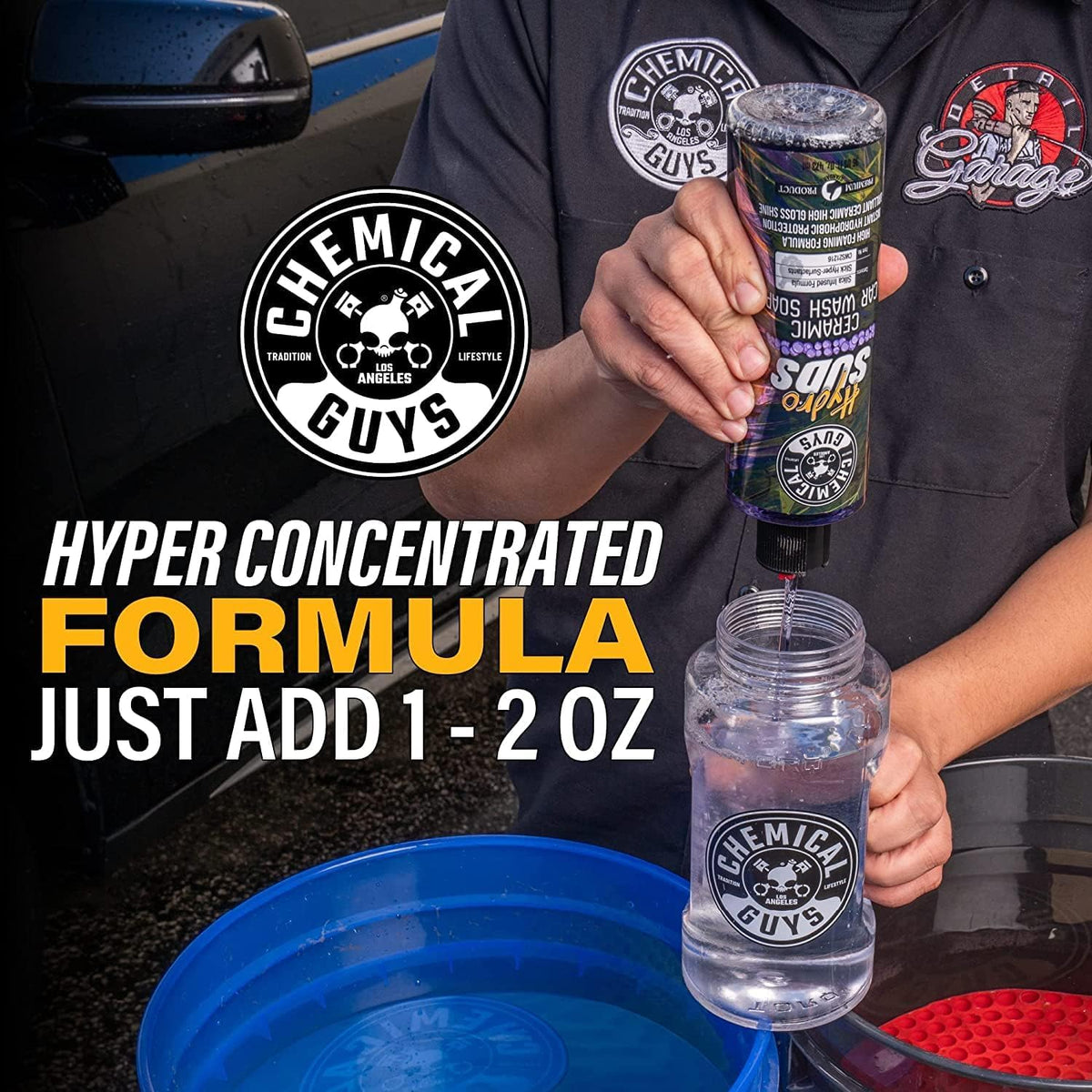 Chemical Guys HydroSuds dense foam close-up demonstrating superior cling and cleaning action