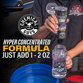 Chemical Guys HydroSuds dense foam close-up demonstrating superior cling and cleaning action
