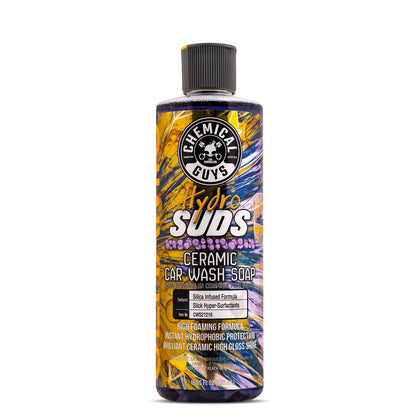 Chemical Guys HydroSuds front label shows product identity and berry scent benefit