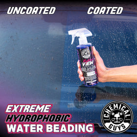 Chemical Guys HydroView spray being applied to windshield for fast cleaning