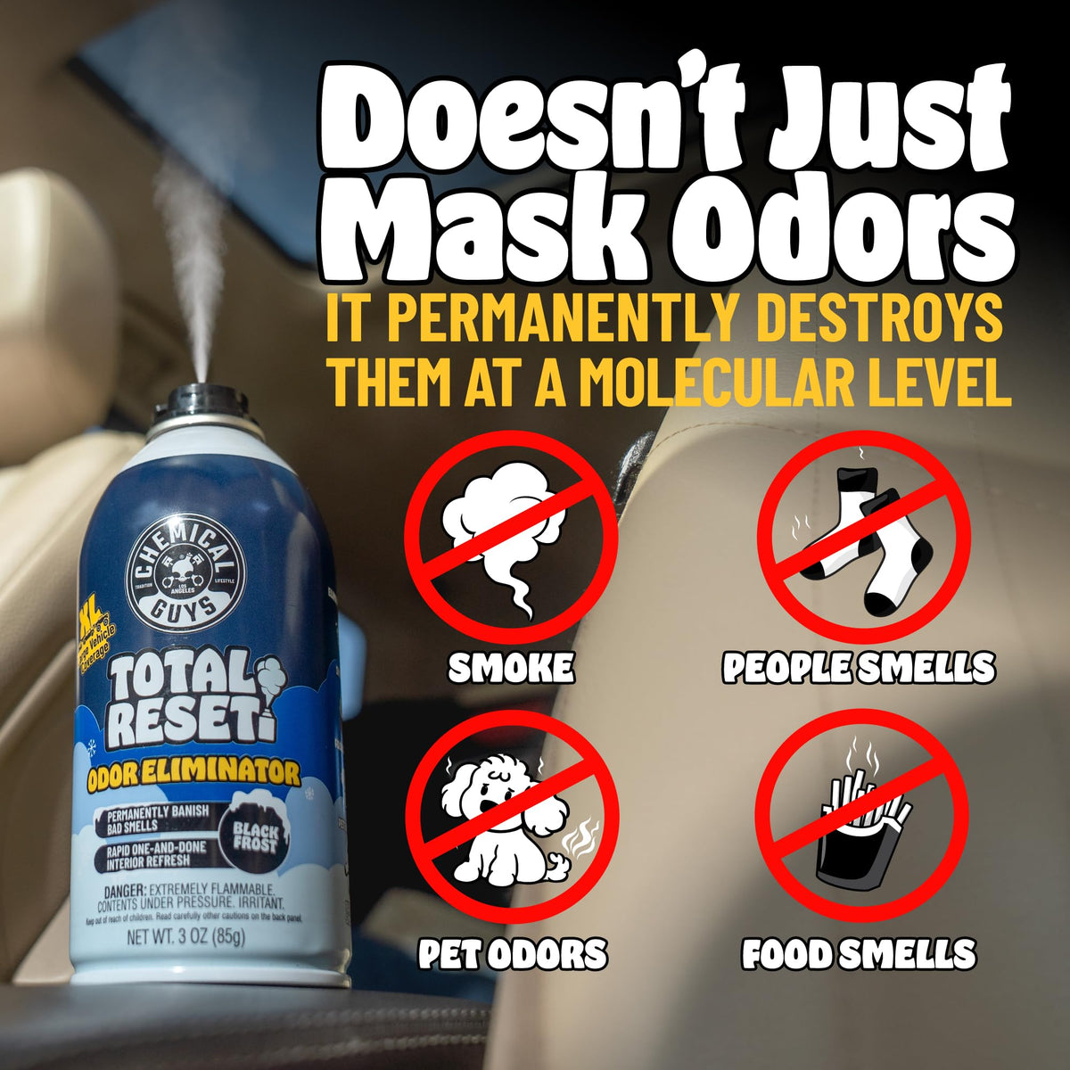 Chemical Guys can placed inside car showing hands-off application convenience