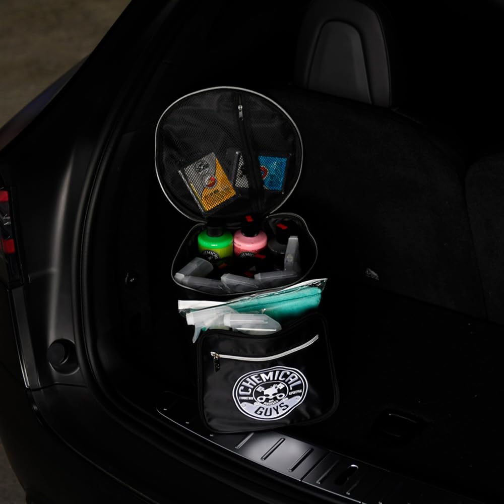 Chemical Guys bag in trunk showing size comparison and space-saving benefit