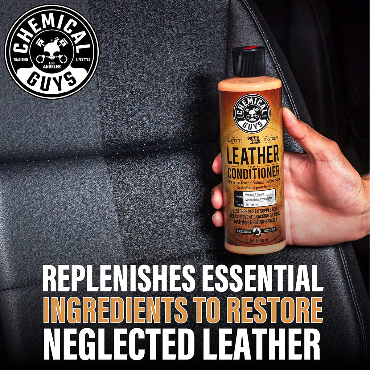 Chemical Guys in use cleaning dashboard with microfiber showing streak-free finish