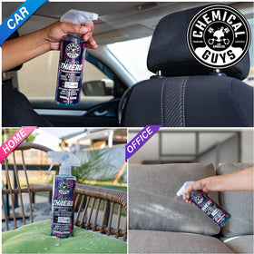Chemical Guys applying HydroInterior to upholstery to resist UV fading
