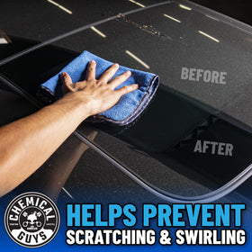 Chemical Guys towel cleaning dashboard and screens safely without scratching