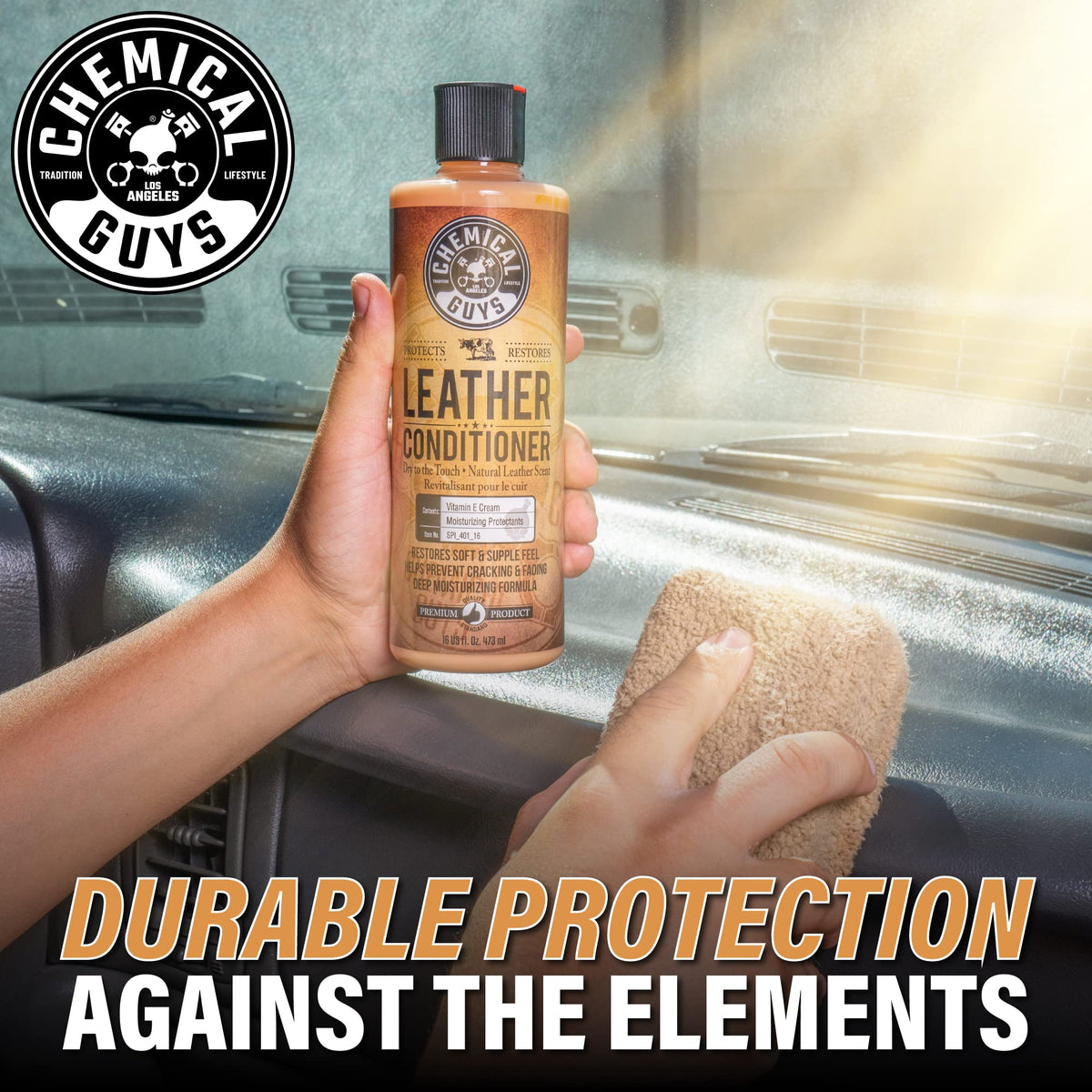 Chemical Guys used on leather jacket and boots showing versatile protection