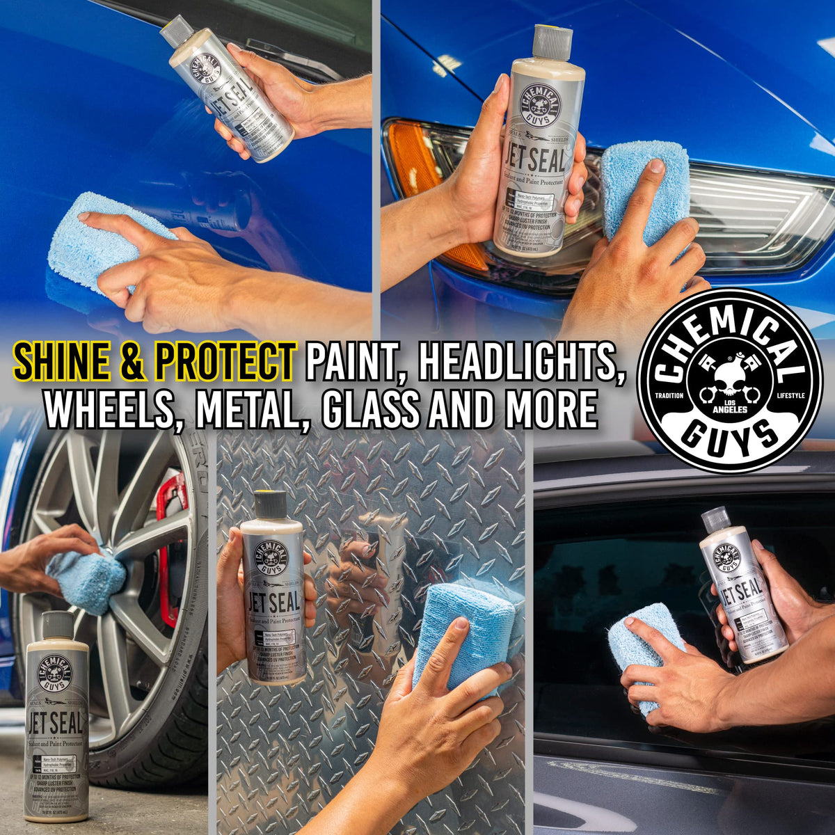Chemical Guys JetSeal in a garage lifestyle scene demonstrating professional results