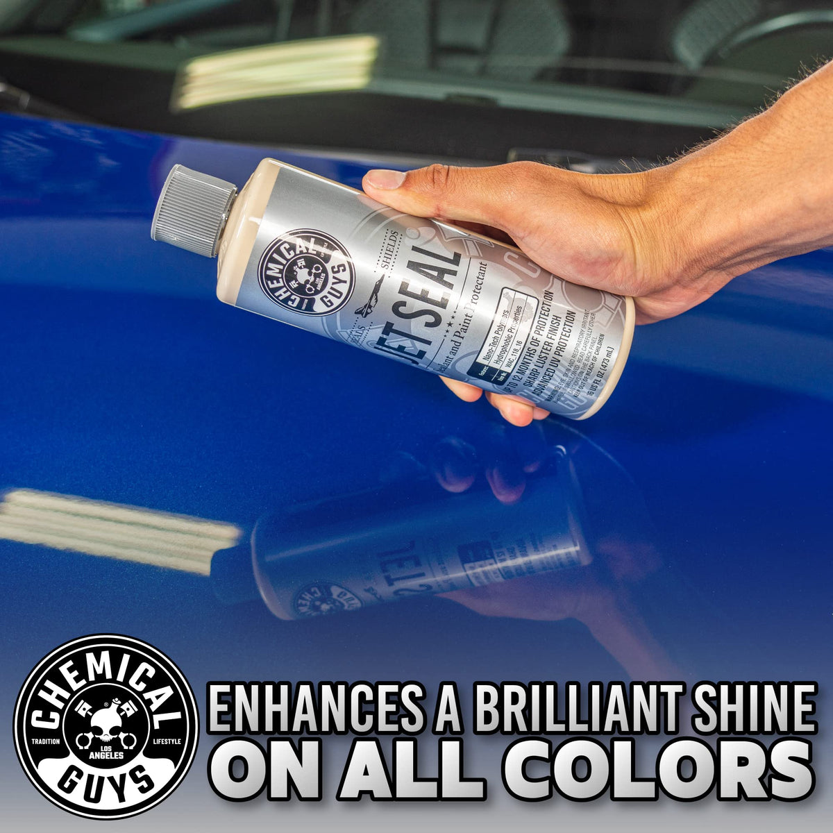 Chemical Guys JetSeal on a polished panel revealing deep high-gloss finish