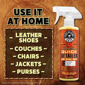 Chemical Guys before and after leather seat demonstrating visible restoration