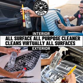 Chemical Guys bottle in garage detailing scene showing professional-grade versatility