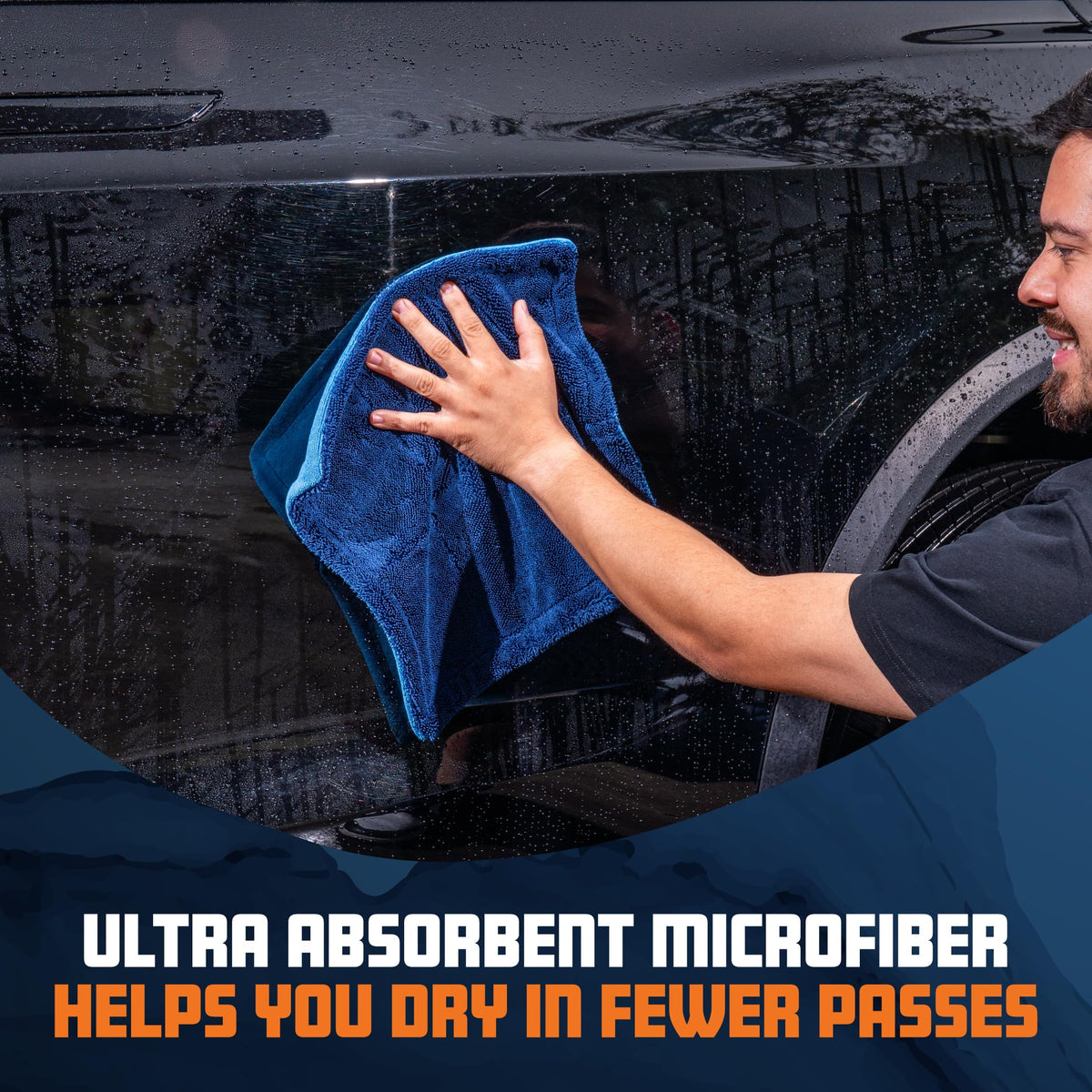 Chemical Guys Little Megalodon absorbing liquid to demonstrate high absorbency and fast drying