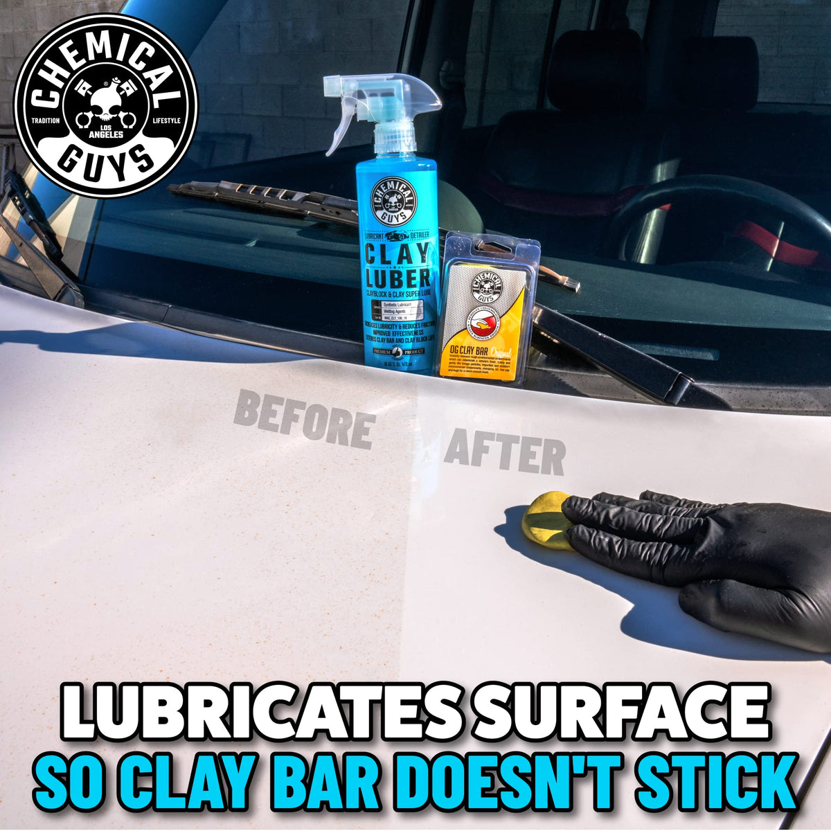Chemical Guys luber spray bottle label visible and easy-to-spray