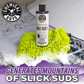 Chemical Guys foam on microfiber mitt cleaning paint with lubrication