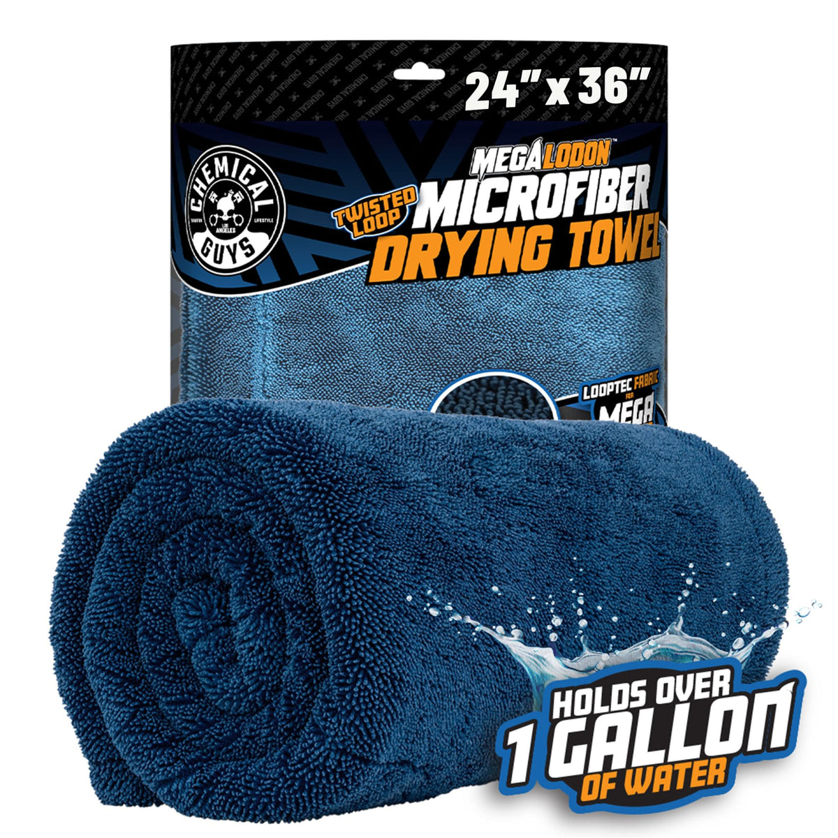 Chemical Guys front view of Megalodon towel showing size and plushness for faster drying