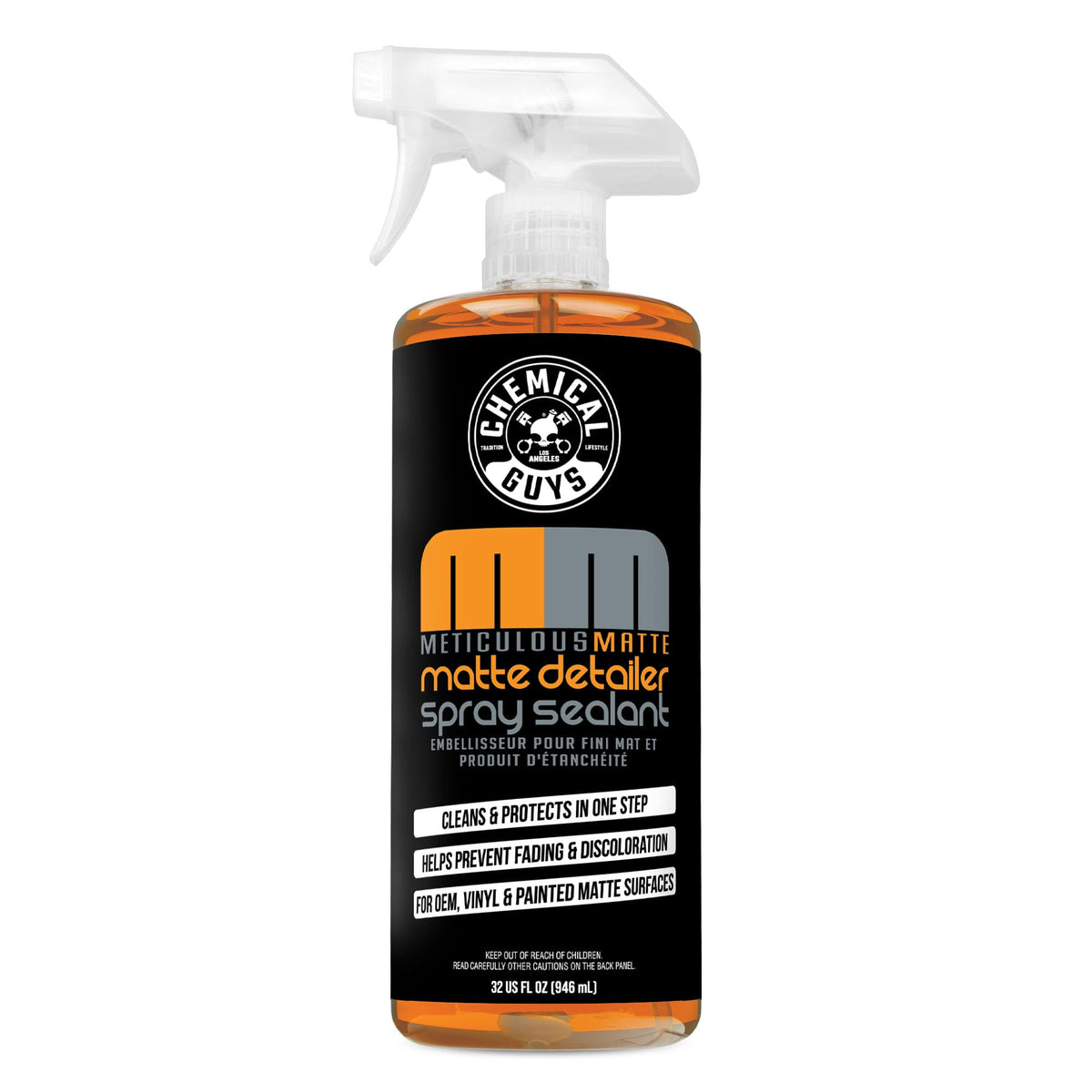 Chemical Guys bottle front label showing product name and benefits