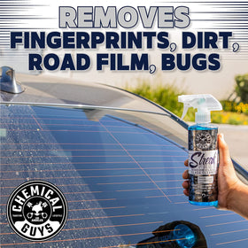 Chemical Guys microfiber towels with products for scratch-free buffing