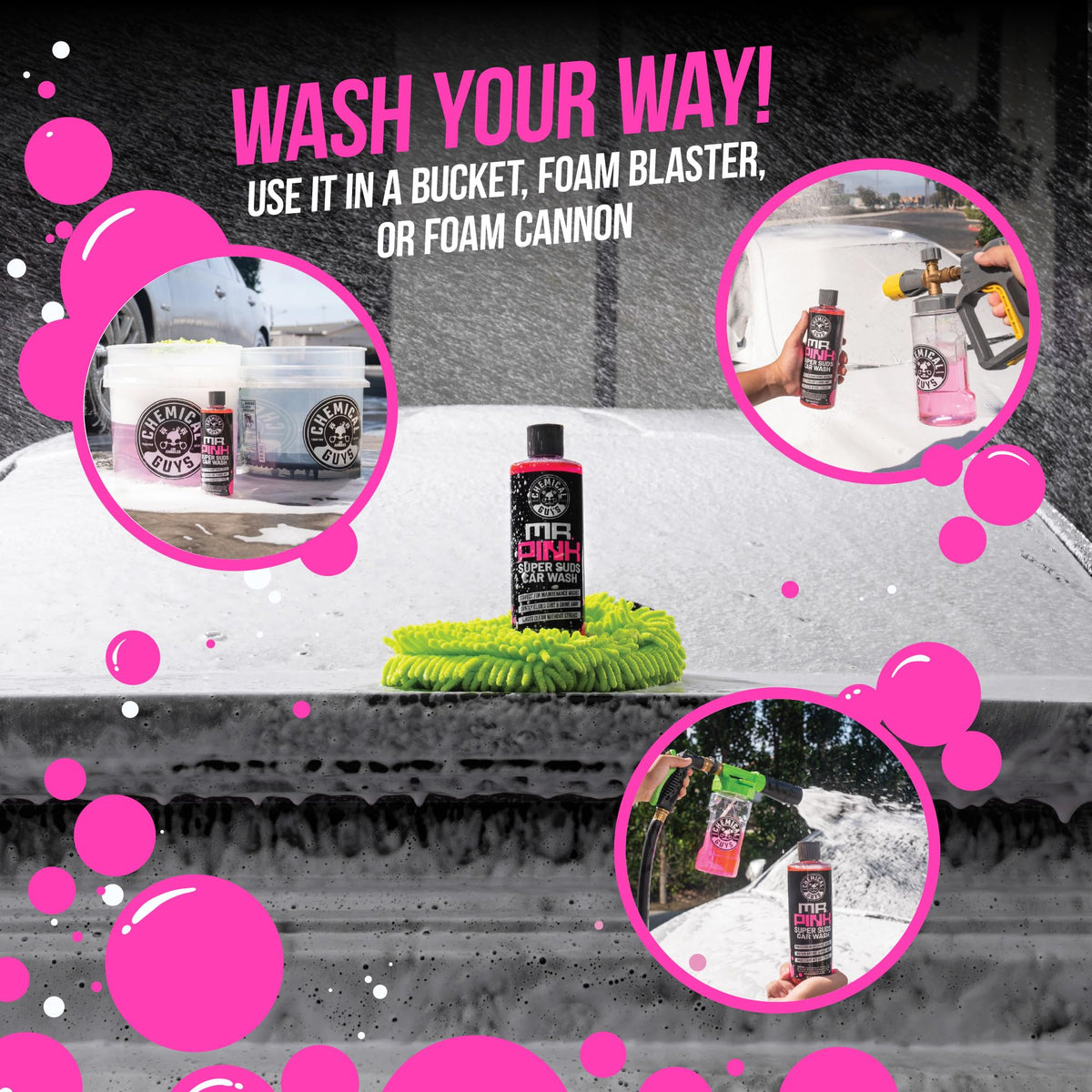 Chemical Guys mitt in hand washing car panel gently and reducing scratches