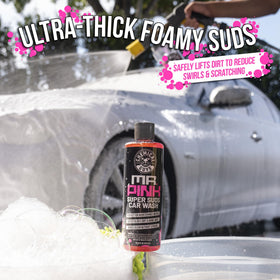Chemical Guys Mr. Pink pouring thick foam to lift dirt efficiently