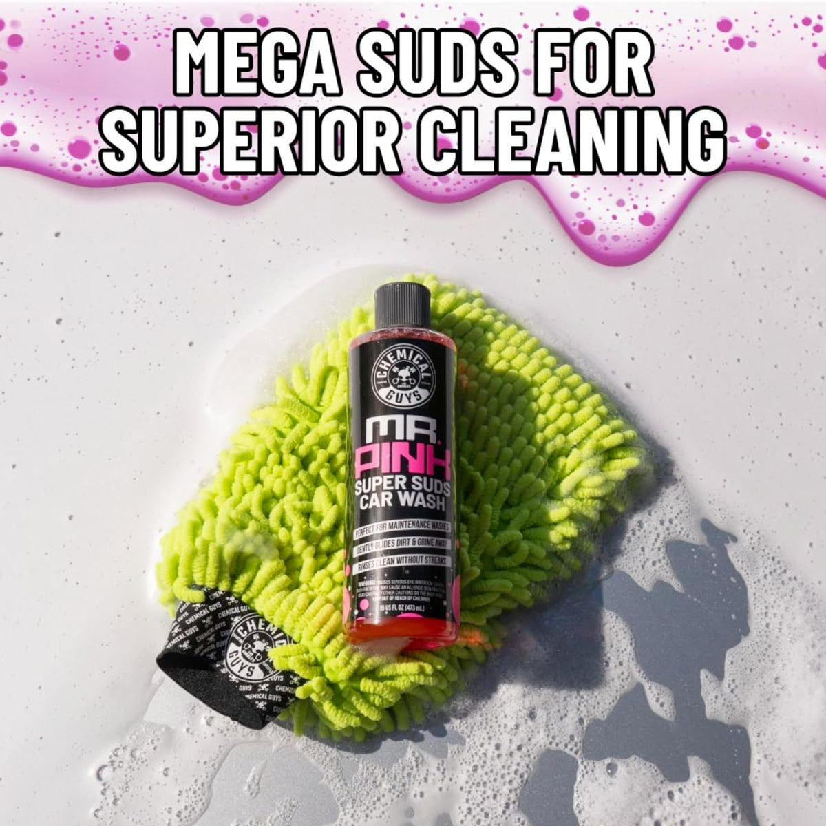 Chemical Guys Mr. Pink rich foam closeup illustrating dirt encapsulation benefit