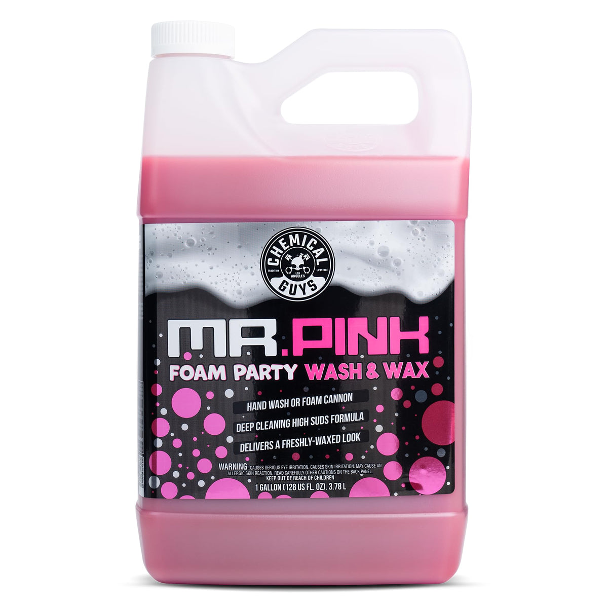 Chemical Guys Mr. Pink front label showing product name and tangerine scent, clear branding and use benefit