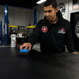 Chemical Guys on tire close-up showing natural satin finish benefit