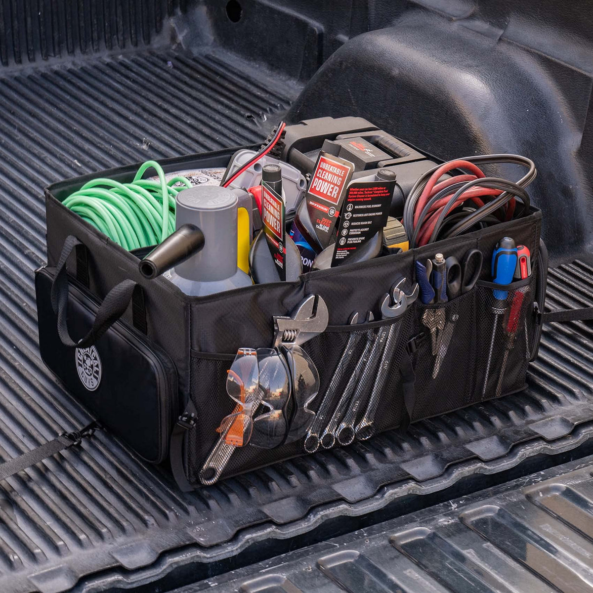 Chemical Guys organizer holding groceries and sports gear for versatile use