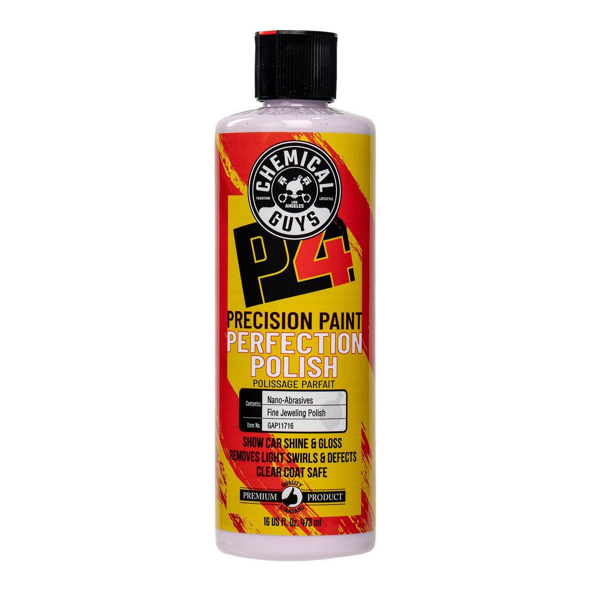 Chemical Guys P4 front bottle showing product and clear benefits