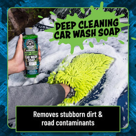 Chemical Guys thick suds close-up demonstrating high-lubricity foam that cushions paint