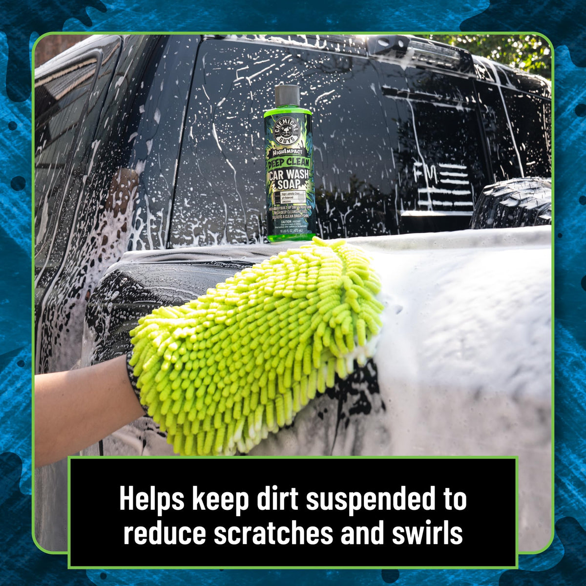 Chemical Guys rinsed paint surface appearing streak-free and refreshed after wash