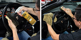 Chemical Guys brush next to ruler showing handle and bristle length for precise scale control