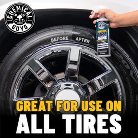 Chemical Guys applicator applying dressing to tire showing simple, precise application benefit